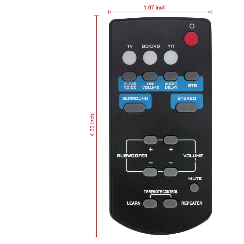 Vinabty FSR60 WY57800 Replaced Remote fit for Yamaha Soundbar Front Surround System ATS-1010 ATS1010 YAS-201 YAS-101 YAS-101BL YAS101 YAS101BL YFSR60 ATS-201 YAS-201BL YAS-CU201 WY57800 FSR62 ZC94940 FSR62 - Image 5